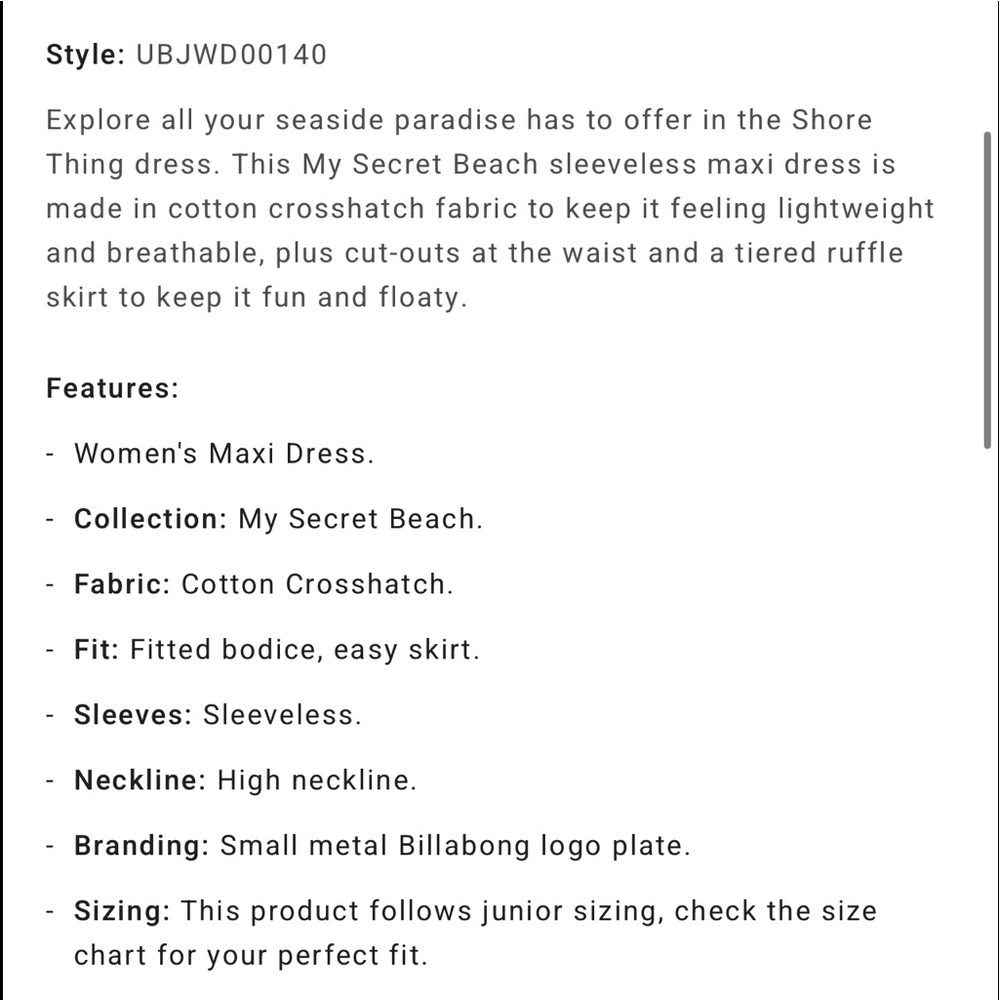 🔥 BILLABONG 🔥 Shore Thing Maxi Dress - Picture 15 of 15